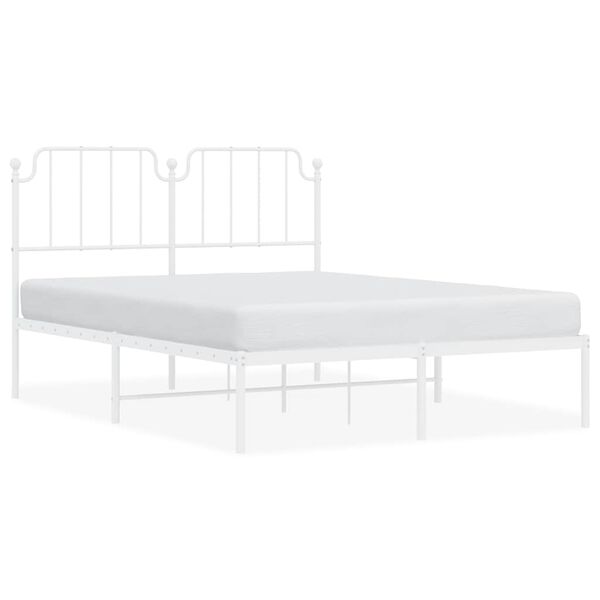 vidaXL Bedframe met hoofdbord metaal wit 135x190 cm