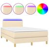 vidaXL Boxspring met matras en LED stof cr&egrave;mekleurig 120x200 cm