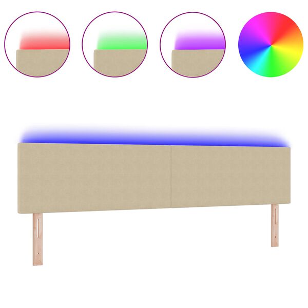 vidaXL LED Hoofdbord met LED-striplichten Grijs groen 200 cm Polyester