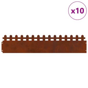 vidaXL Gazonranden 10 pcs Roestig 103 x 0,05 x 22 cm Cortenstaal