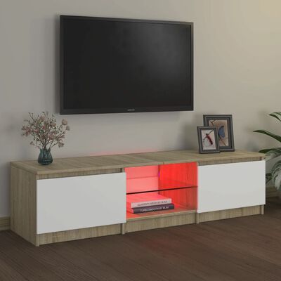 vidaXL Tv-meubel met LED-verlichting 140x40x35,5 cm wit sonoma eiken