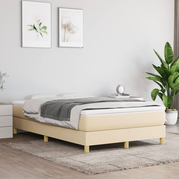 vidaXL Boxspring met matras stof cr&egrave;mekleurig 120x190 cm