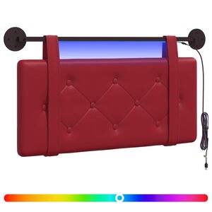 vidaXL Hangend hoofdbord Met LED-verlichting Wijnrood Kunstleer