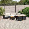 vidaXL 9-delige Loungeset met kussens poly rattan zwart