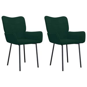 vidaXL Eetkamerstoelen 2 st fluweel donkergroen