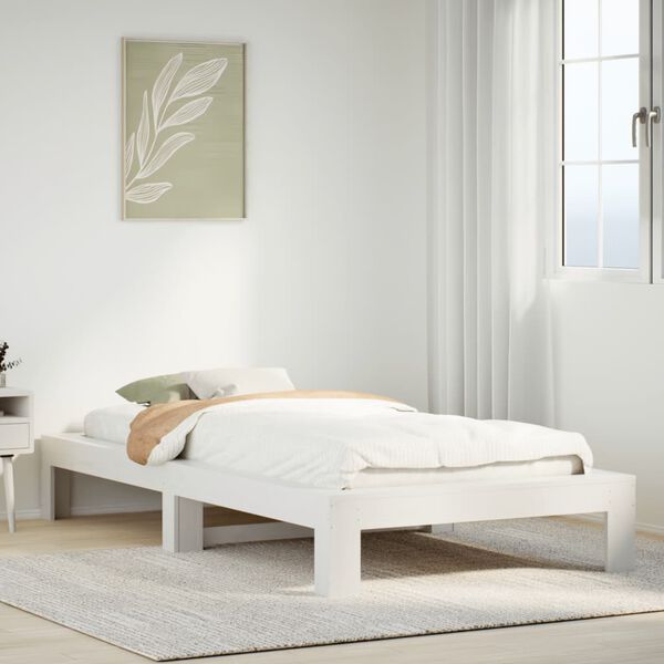 vidaXL Bedframe zonder matras massief grenenhout wit 90x190 cm