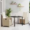 vidaXL Tuin eettafelset met kussen 3 pcs Beige poly rattan