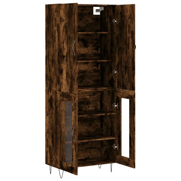 vidaXL Hoge kast 69,5x34x180 cm bewerkt hout gerookt eikenkleurig