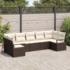 vidaXL Tuinbankenset met kussen 7 pcs Bruin en wit poly rattan