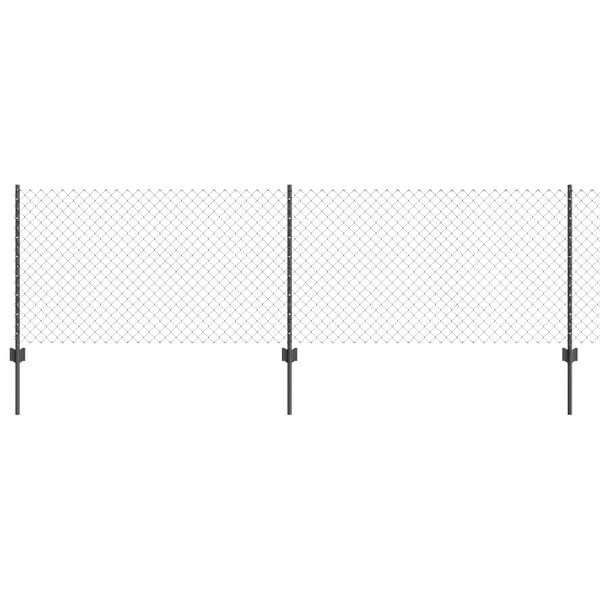 vidaXL Hek met Paal Grijs 0,8 x 25 m Staal en PVC