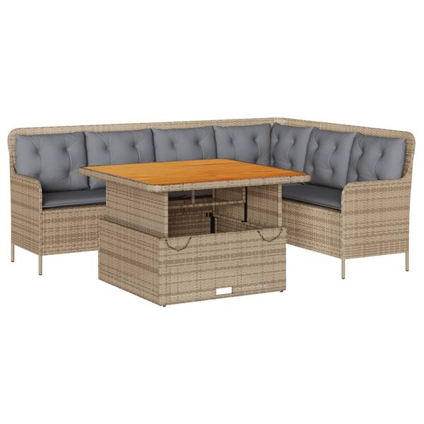vidaXL 2-delige Loungeset met kussens poly rattan beige