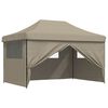 vidaXL Partytent inklapbaar pop-up met 4 zijwanden taupe
