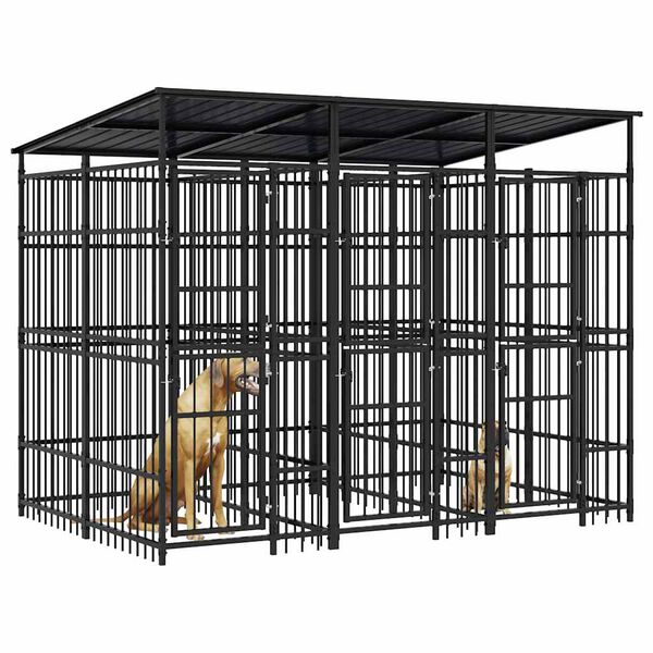vidaXL Hondenkennel met dak 5,53 m&sup2; staal