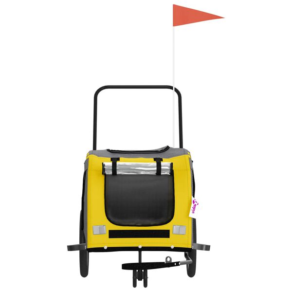 vidaXL Hondenfietstrailer oxford stof en ijzer geel en grijs