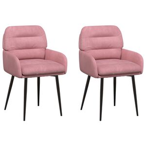 vidaXL Eettafelstoelen 2 st fluweel Roze 59 x 59,5 x 90 cm