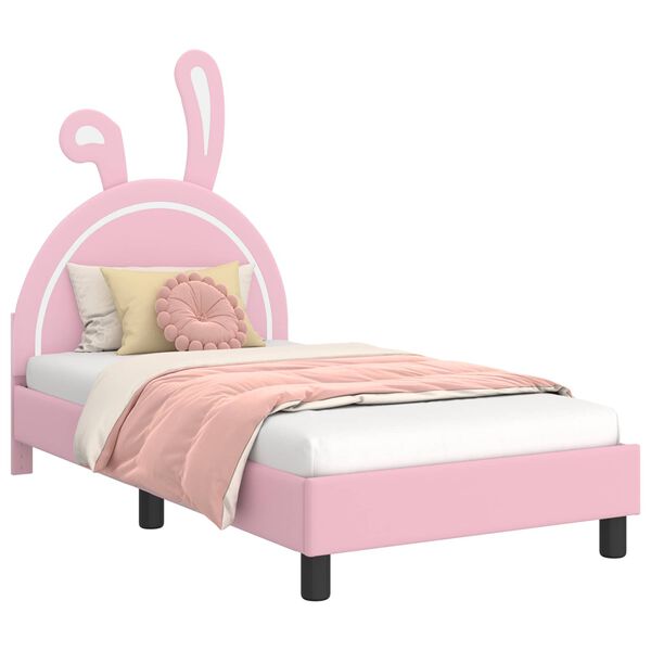 vidaXL Bedframe voor kinderen met hoofdbord Roze 80 x 160 cm PU