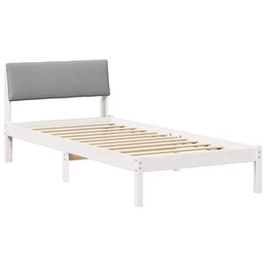 vidaXL Bedframe Wit en lichtgrijs 90 x 190 cm Massief grenenhout