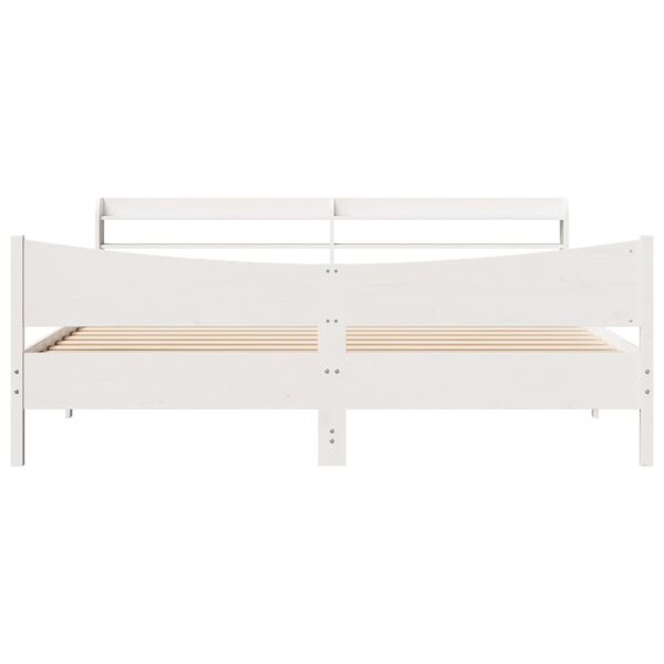 vidaXL Bedframe met hoofdbord massief grenenhout wit 200x200 cm