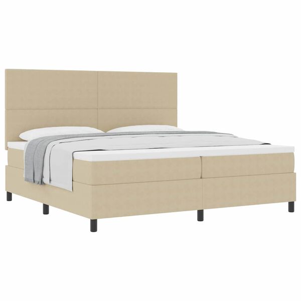 vidaXL Boxspringbed Lichtgrijs en wit. 200 x 200 cm Katoen Stof