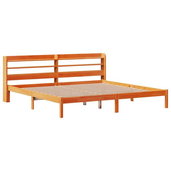 vidaXL Bedframe met hoofdbord massief grenenhout wasbruin 180x200 cm