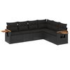 vidaXL 6-delige Loungeset met kussens poly rattan zwart