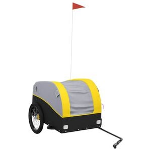 vidaXL Fietstrailer 45 kg ijzer zwart en geel