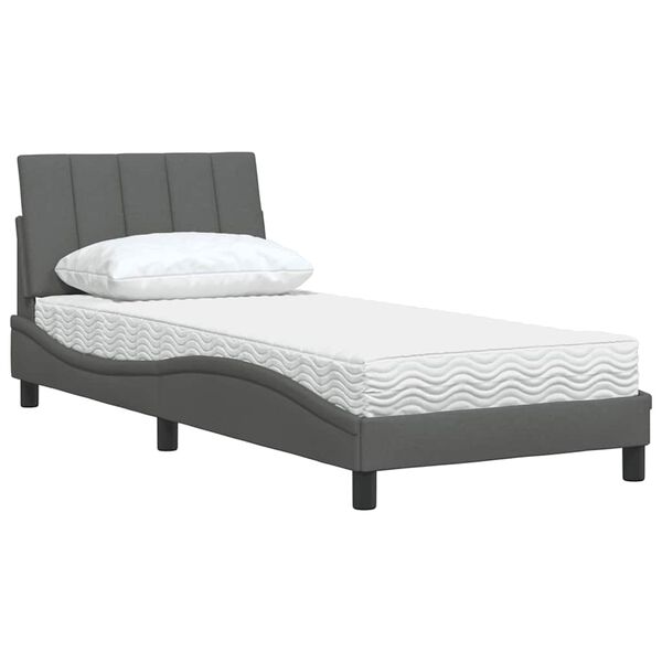 vidaXL Bed met matras "Hanko" stof donkergrijs 90x200 cm