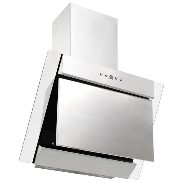 vidaXL Wandafzuigkap 60 cm roestvrij staal gehard glas zilverkleurig
