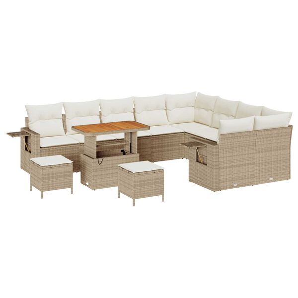 vidaXL Tuinbankenset 12 pcs Beige poly rattan