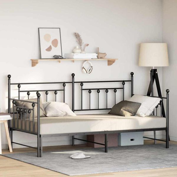 vidaXL Bedframe voor een daybed Zwart 100 x 190 cm Staal