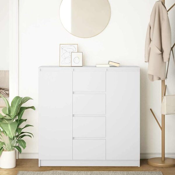 vidaXL Dressoir met lades 100,5x35x98,5 cm spaanplaat wit