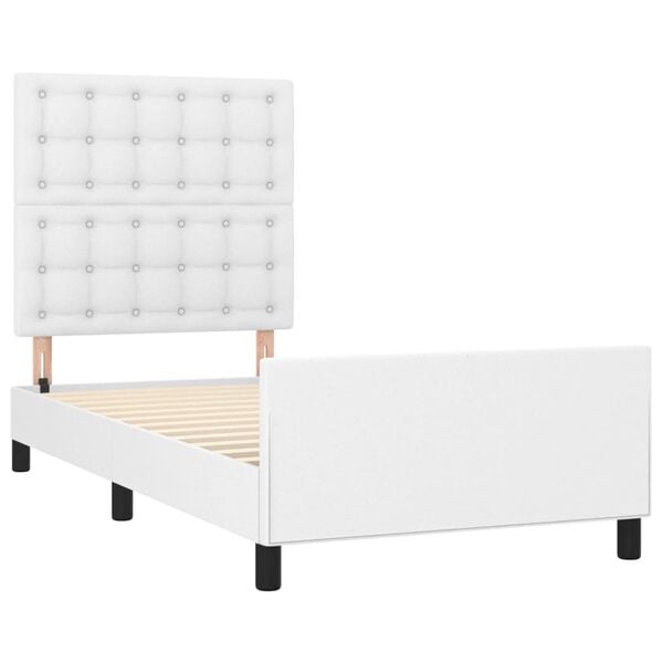 vidaXL Bedframe met hoofdbord kunstleer wit 100x200 cm