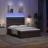 vidaXL Ottoman bed met matras en LED's 140x190cm stof donkerbruin