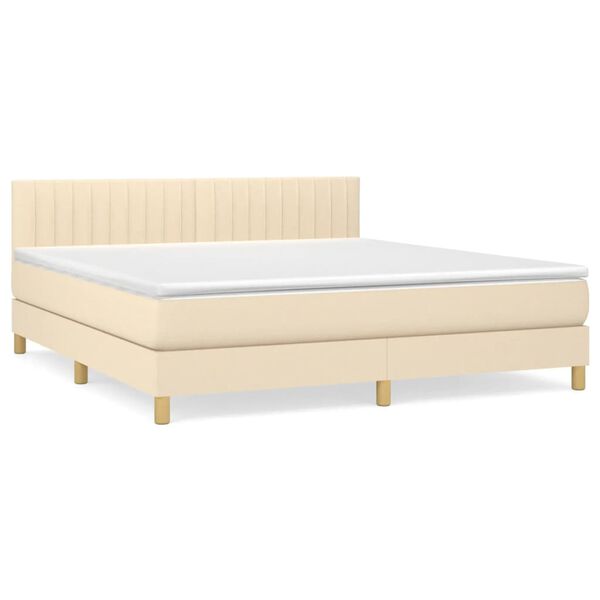 vidaXL Boxspring met matras stof cr&egrave;mekleurig 160x200 cm