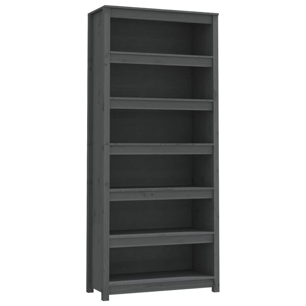 vidaXL Boekenkast 80x35x183 cm massief grenenhout grijs