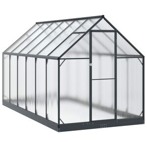 vidaXL Tuin Serre met de deur Antracietkleurig 183,5 x 363,5 x 207 cm