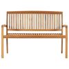 vidaXL Tuinbank stapelbaar met kussen 128,5 cm massief teakhout