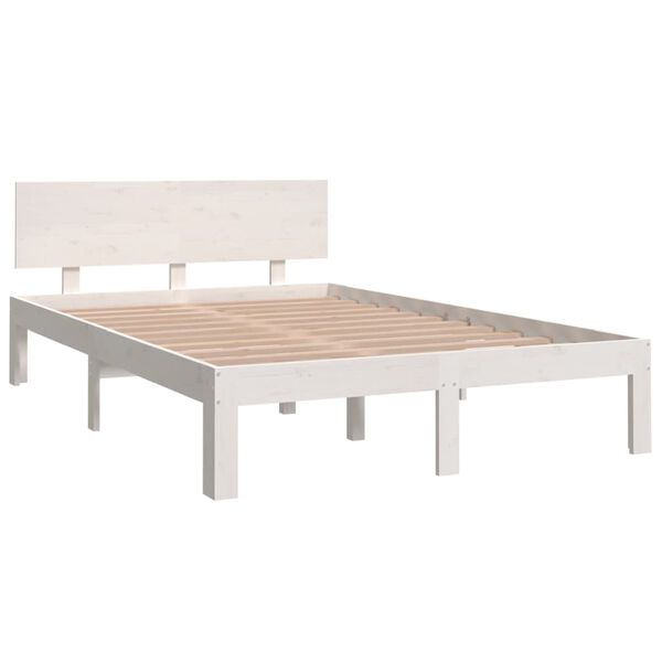 vidaXL Bedframe massief hout wit 120x190 cm