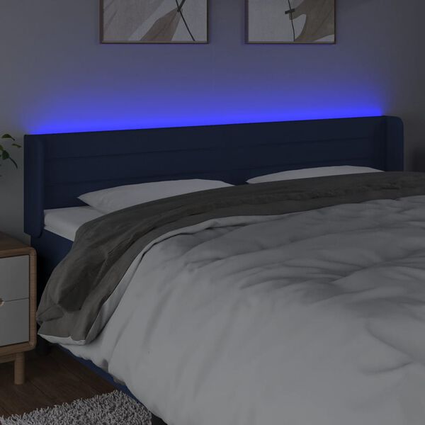 vidaXL Hoofdbord LED 183x16x78/88 cm stof blauw