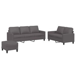 vidaXL 3-delige Loungeset met kussens kunstleer grijs