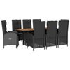 vidaXL 9-delige Tuinset poly rattan zwart