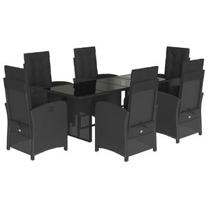 vidaXL 7-delige Tuinset met kussens poly rattan zwart