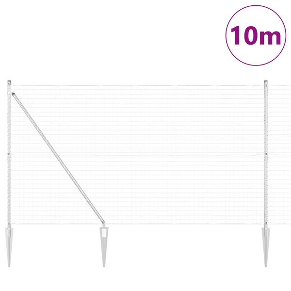 vidaXL Hek met Paal Zilver 1,5 x 10 m Staal