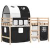 vidaXL Kinderhoogslaper met tunnel 90x190 cm grenenhout wit en zwart
