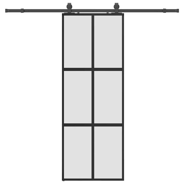 vidaXL Schuifdeur met beslagset 76x205 cm gehard glas zwart