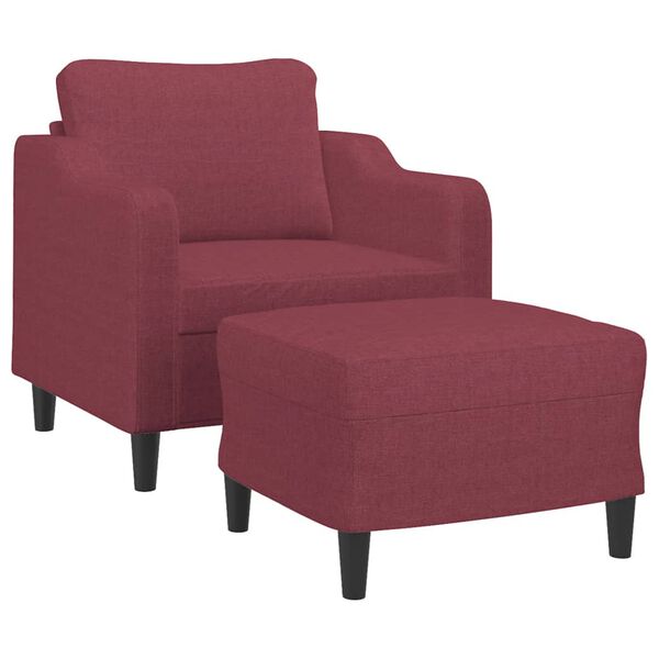 vidaXL Fauteuil met voetenbank 60 cm stof wijnrood