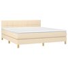 vidaXL Boxspring met matras stof cr&egrave;mekleurig 160x200 cm