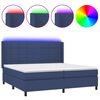 vidaXL Boxspring met matras en LED stof blauw 200x200 cm