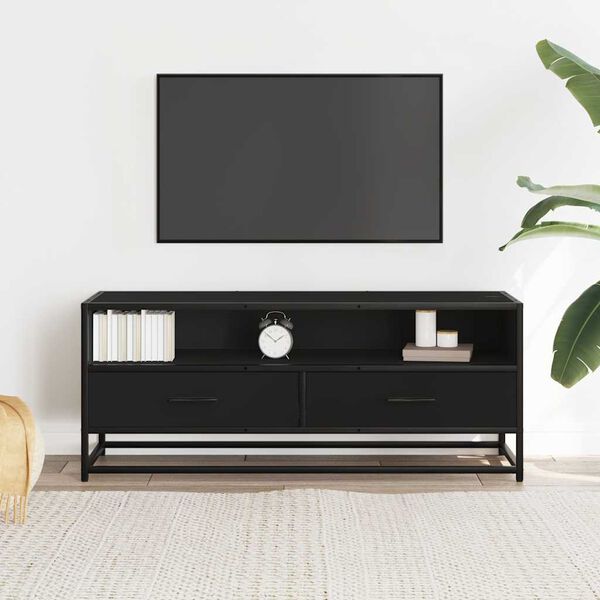vidaXL Tv-meubel 100x34,5x40 cm bewerkt hout en metaal zwart