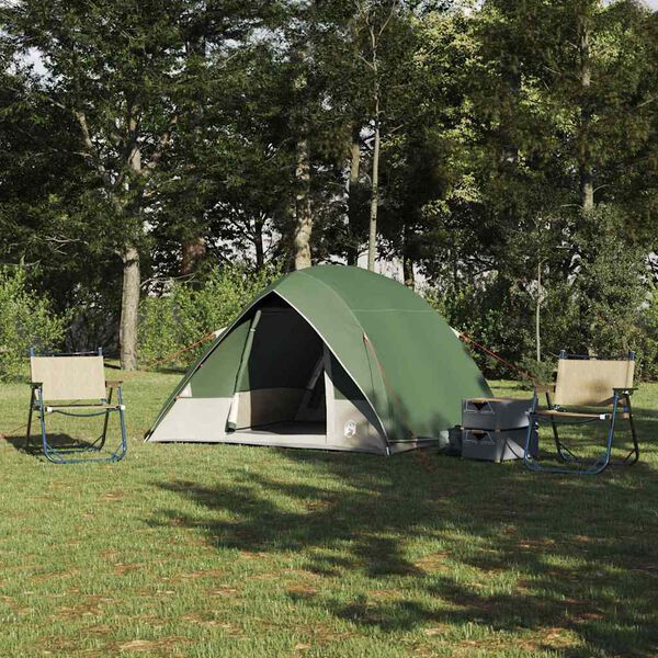 vidaXL Camping Tent met dak met opslag Groen 275 x 230 x 140 cm taft